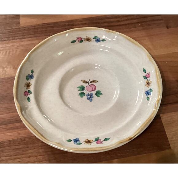 Heartland Tea Saucers International Stone Ware Farm Orchard Peach Lot of 4 Vtg - Picture 8 of 9